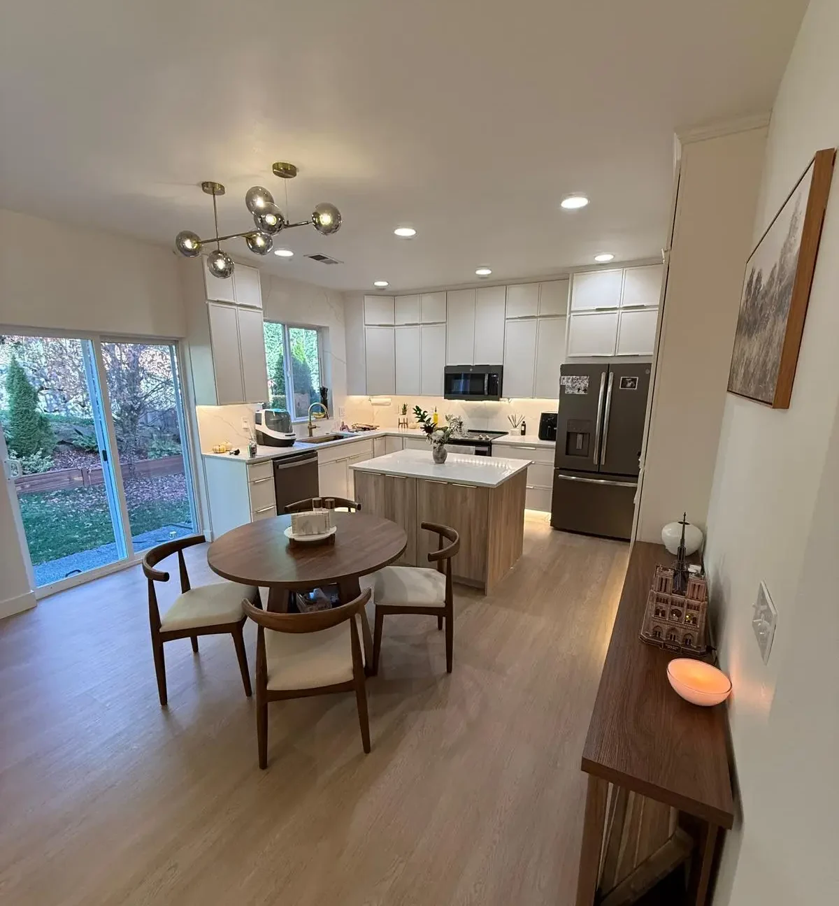 Completed kitchen remodel by RF Remodel with modern cabinets and countertops
